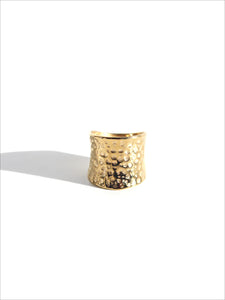 Wide Hammered Band Gold